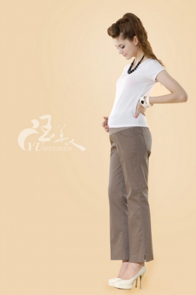 暢銷款標準基礎型斜口袋式孕婦托腹長褲